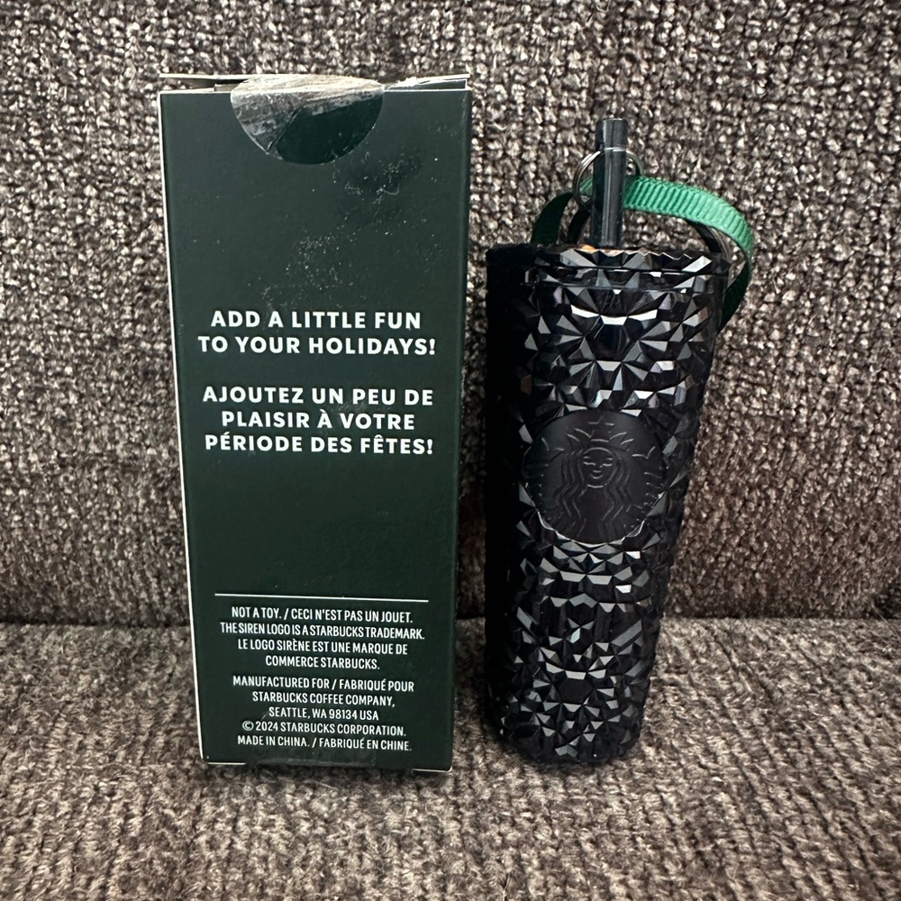 Starbucks 2024 Cold Cup Ornament Key Chain Venti Sparkly Black One Size New - Picture 7 of 11